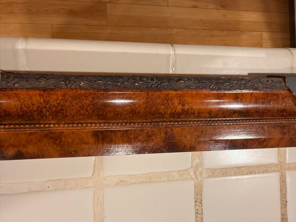 Burl finish and carved edge detail